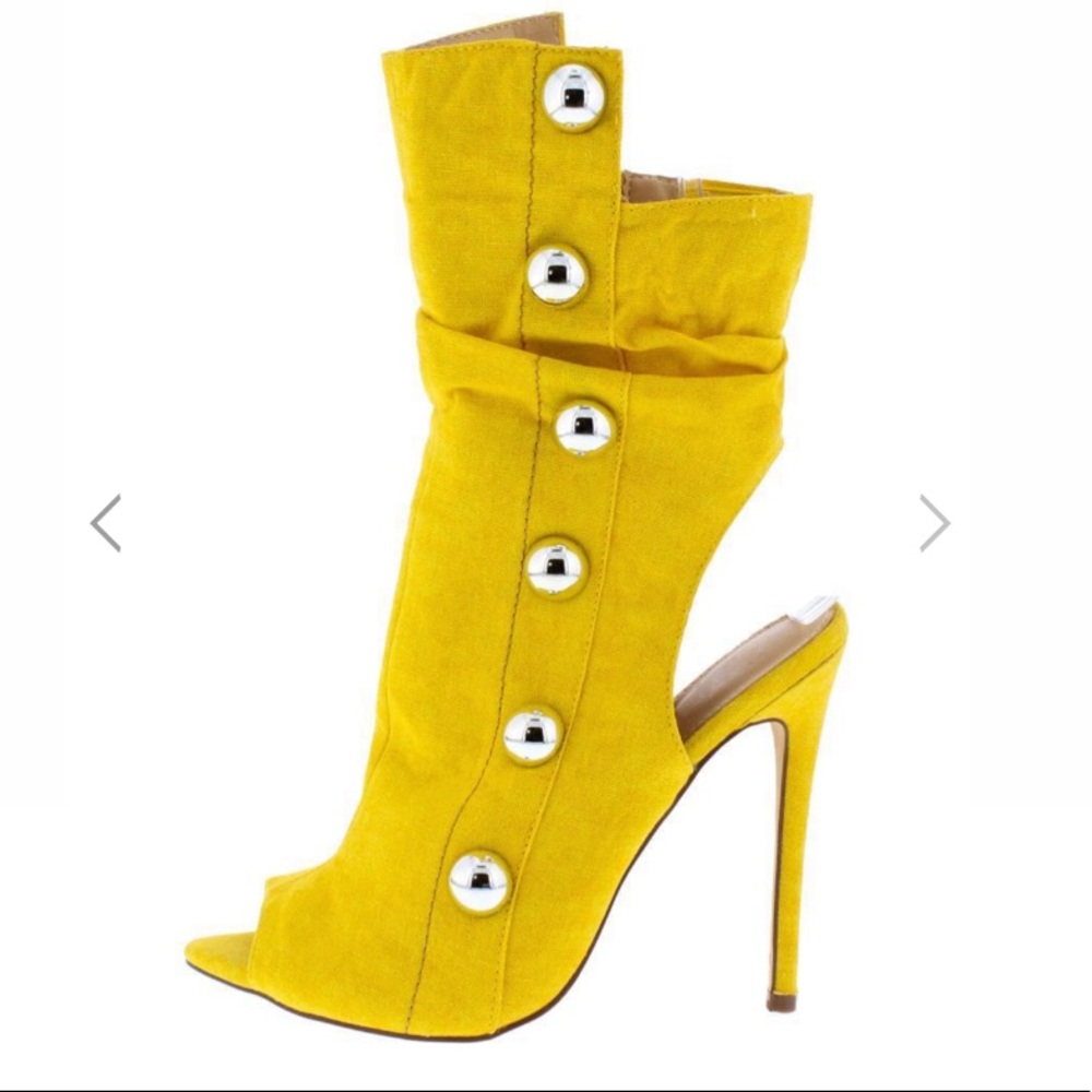 🔥Yellow Peep Toe Stilletto Booties🔥💛💫
